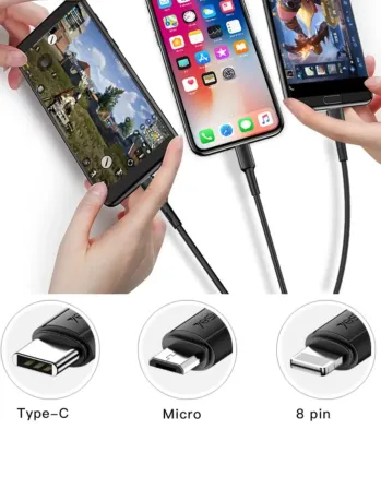 Кабел за Телефон 3 в 1 YESIDO CA41 (iPhone, USB-C, Micro USB) 1м