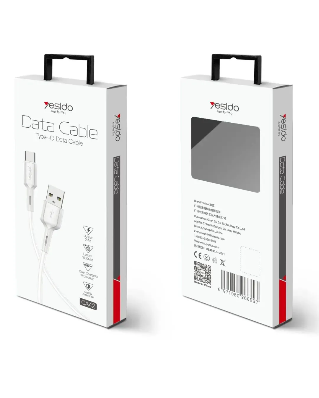 Кабел за телефон Yesido CA42C (USB-A към USB Type-C) 100 см