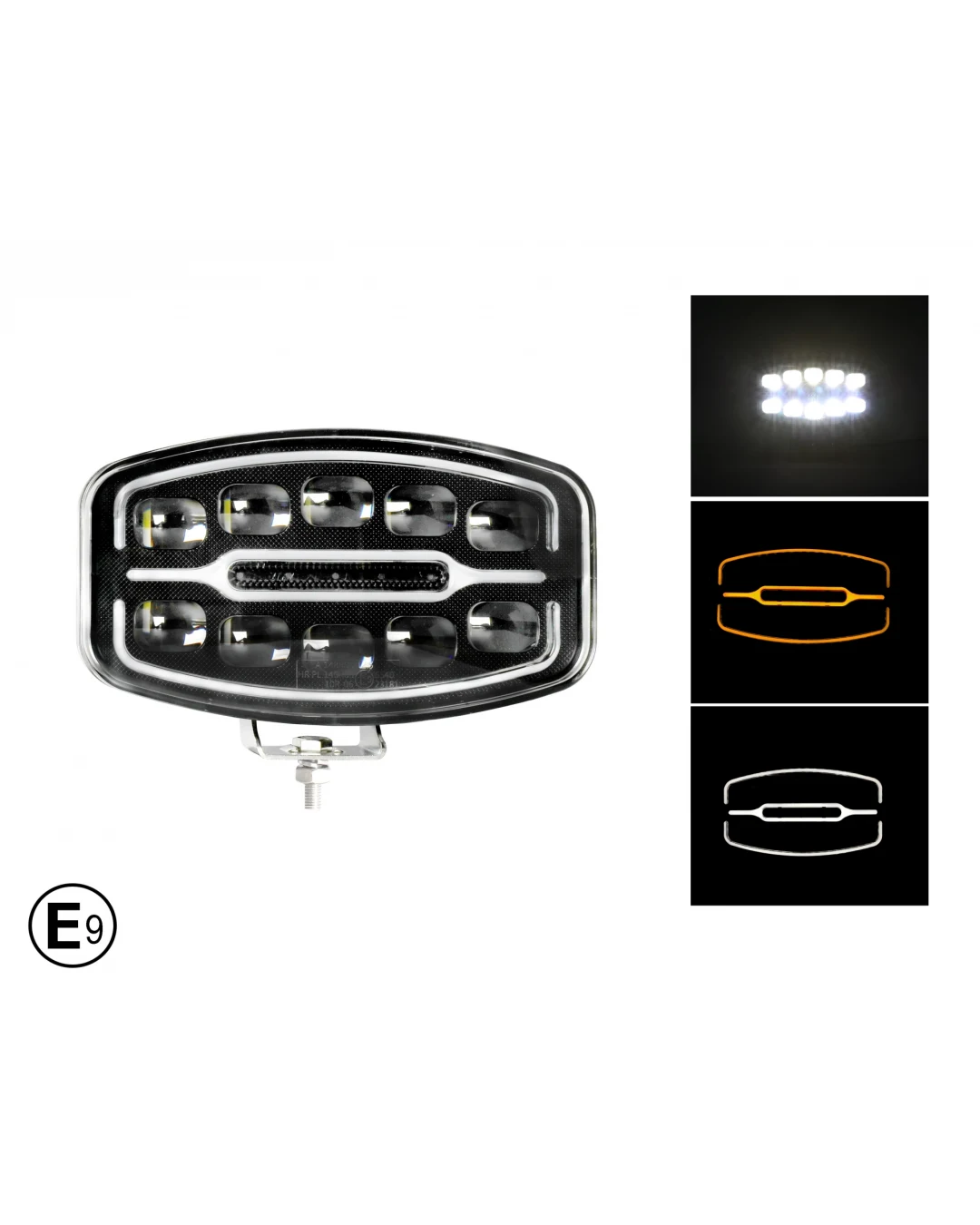Качествен LED ЛЕД 55W диоден фар халоген лампа 12V - 24V с DRL светлина бяло-жълто за АТВ джип камион трактор