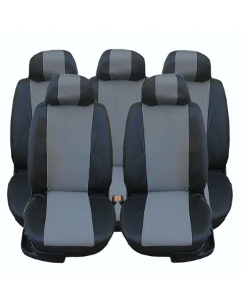Калъфи тапицерия 5 единични седалки за VW Touran Sharan Ford Galaxy Citroen C8 Peugeot 307SW Citroen C4 Grand Picasso Peugeot 806 807 Черно-Сиво кожа-плат