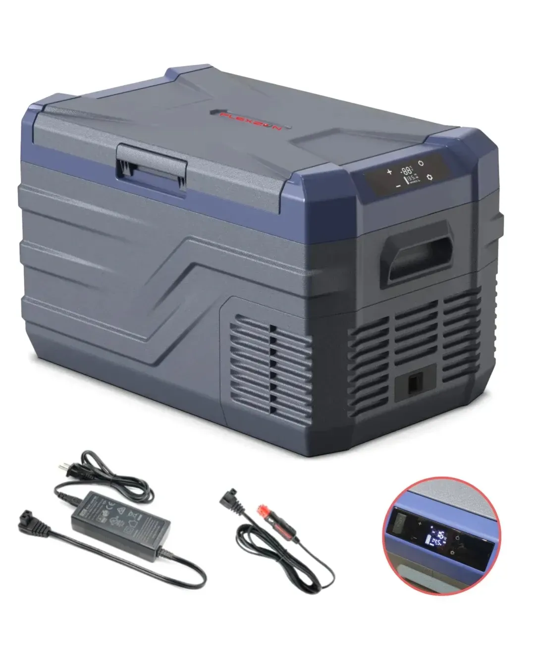 Къмпинг комплект SMART компресорен хладилник и фризер за кола 26.8L (12V/24V/220V) и термо кошница 30L