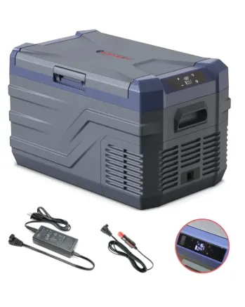Къмпинг комплект SMART компресорен хладилник и фризер за кола 26.8L (12V/24V/220V) и термо кошница 30L
