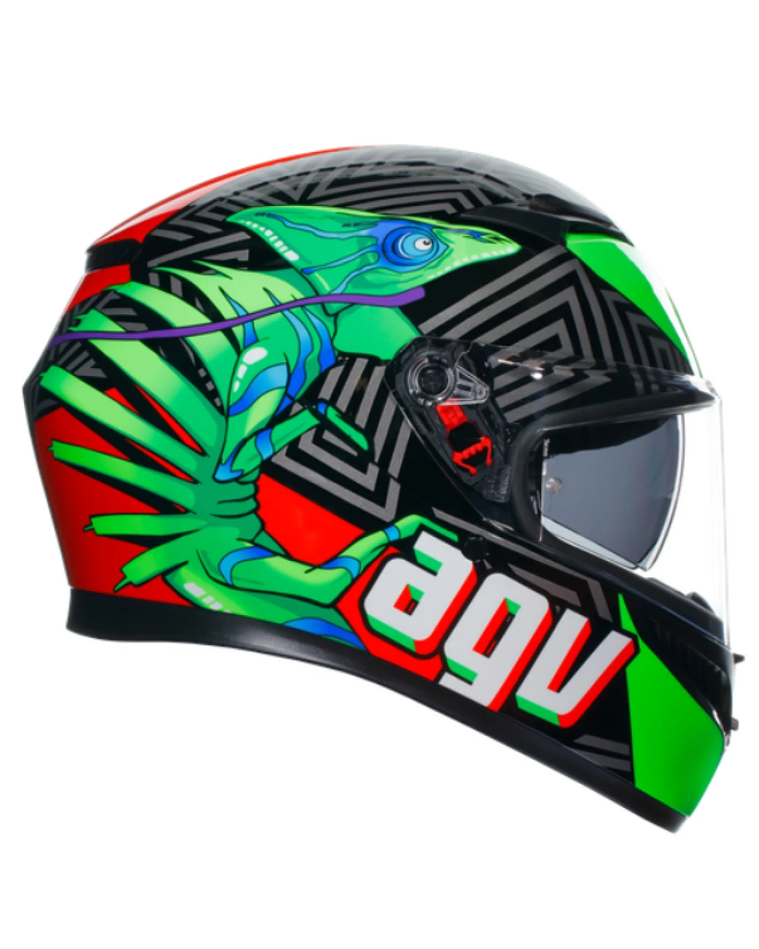 КАСКА AGV K3 - KAMALEON BLACK/RED/GREEN