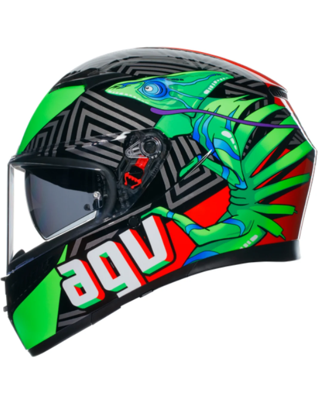 КАСКА AGV K3 - KAMALEON BLACK/RED/GREEN