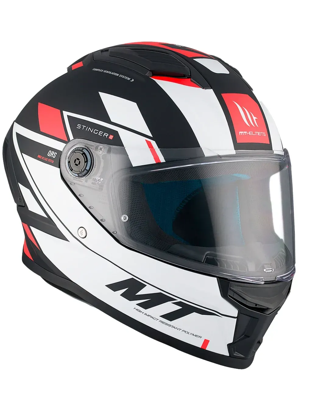 Каска MT STINGER 2 ZIVZE B5 MATT BLACK/WHITE/RED