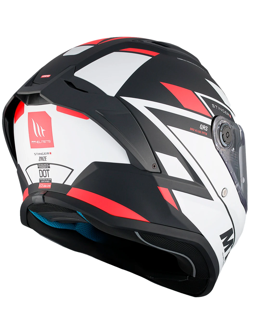 Каска MT STINGER 2 ZIVZE B5 MATT BLACK/WHITE/RED