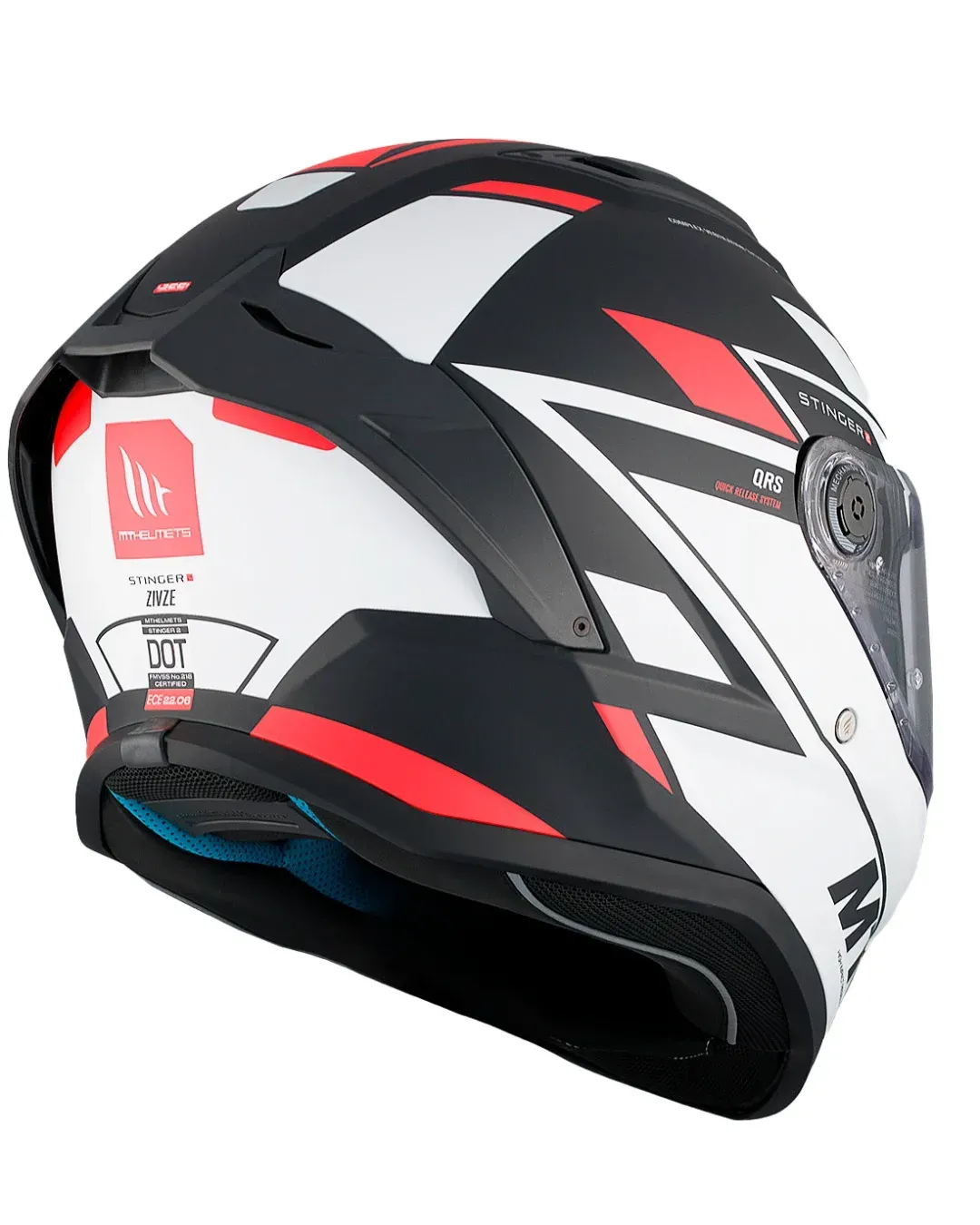 Каска MT STINGER 2 ZIVZE B5 MATT BLACK/WHITE/RED