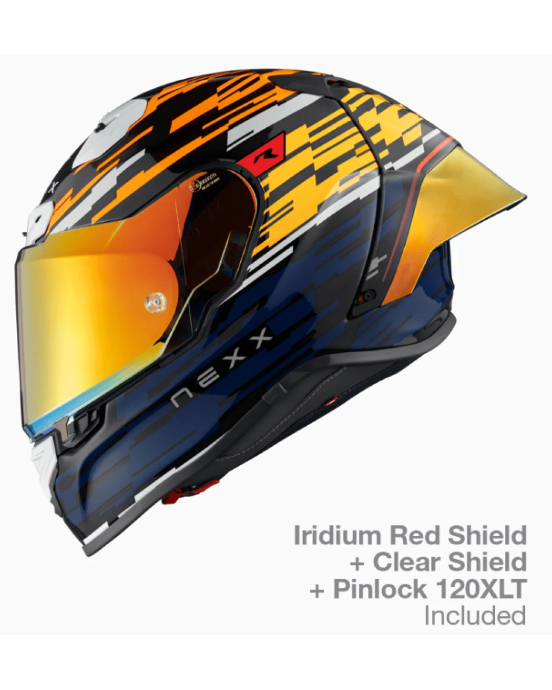 Каска NEXX X.R3R GLITCH RACER ORANGE BLUE