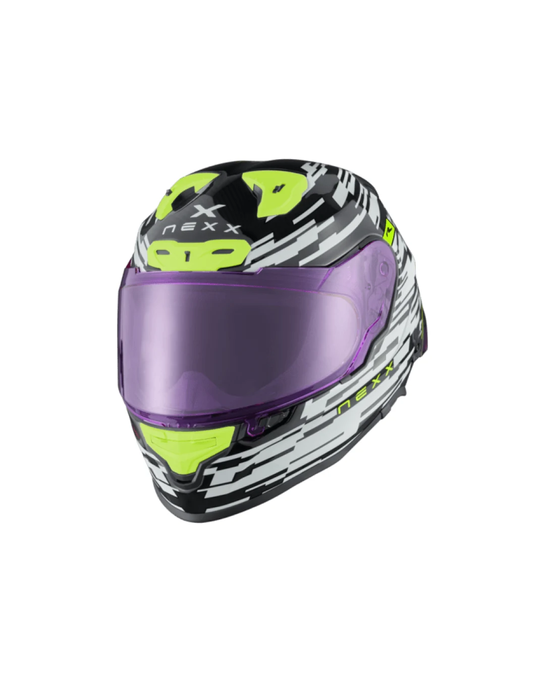 Каска NEXX X.R3R GLITCH RACER WHITE/NEON