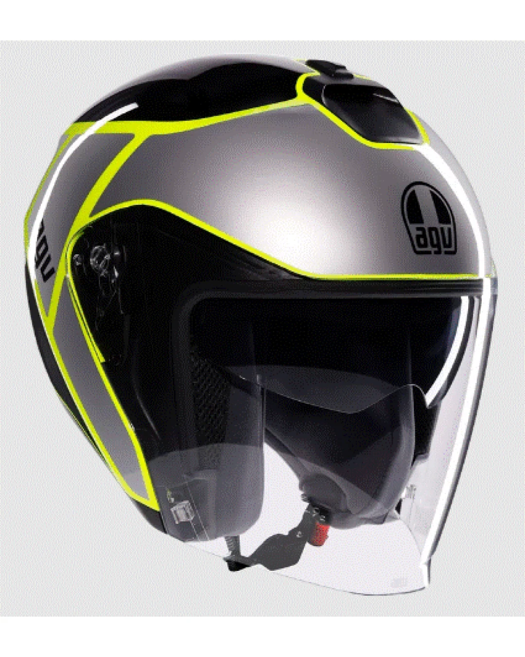 Каска за скутер AGV IRIDES DAVAO BLACK/GREY/YELLOW FLUO