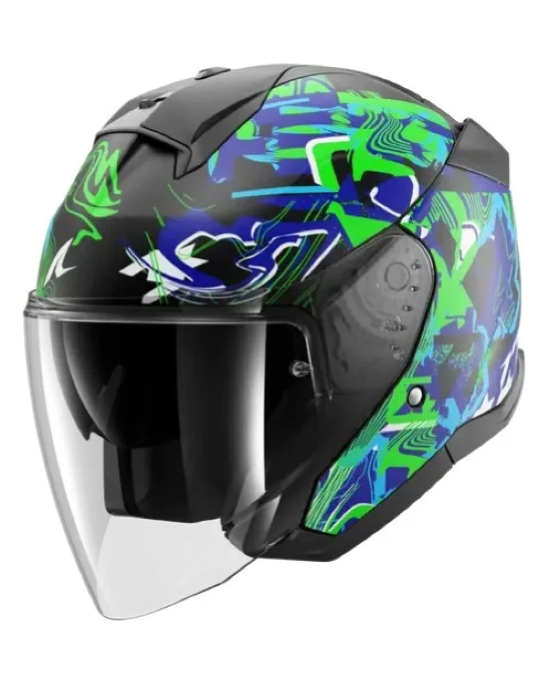 Каска за скутер SHARK SKWAL JET PRANZ Mat Black/Green/Blue