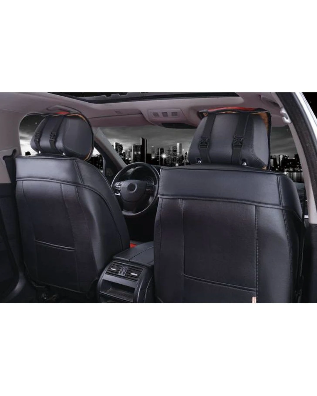 Комфортна, висококачествена Еко - кожа Калъф/тапицерия за предни седалки Flexzon, Черно