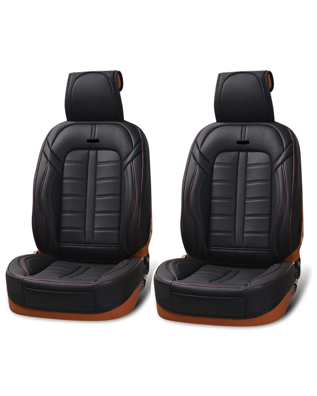 Комфортна, висококачествена Еко - кожа Калъф/тапицерия за предни седалки Flexzon, Черно