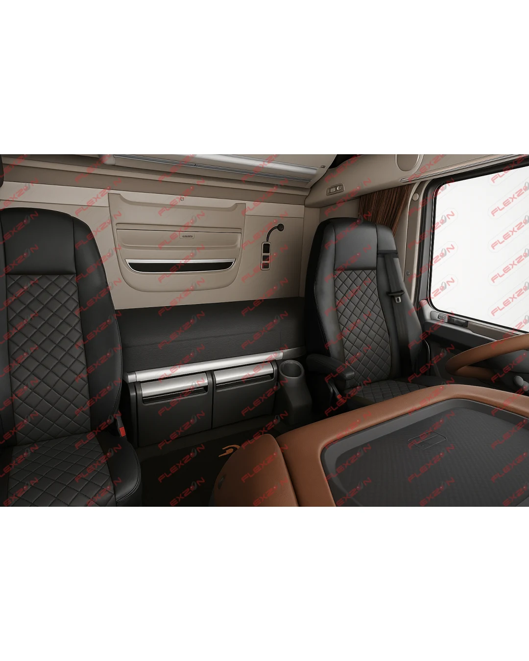 Комплект 1+1 тапицерия от еко кожа за DAF XF 106 2015-2021 - черно