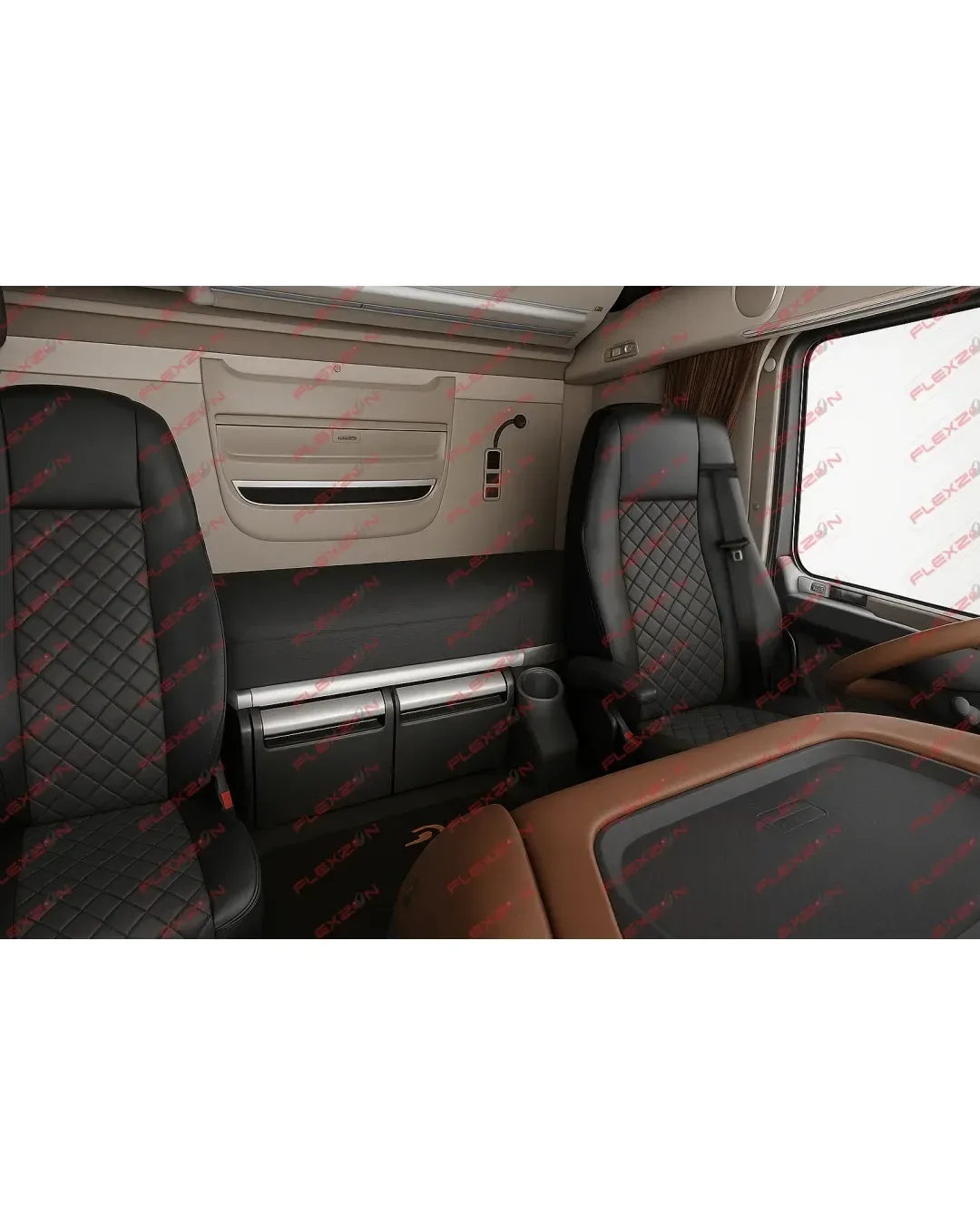 Комплект 1+1 тапицерия от еко кожа за DAF XF 106 2015-2021 - черно