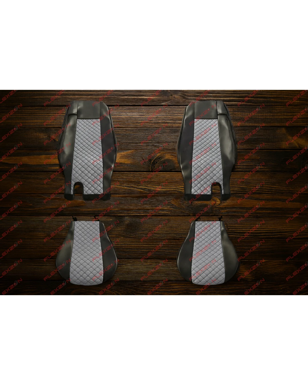 Комплект 1+1 тапицерия от еко кожа за DAF XF 106 2015-2021 - сиво-черно