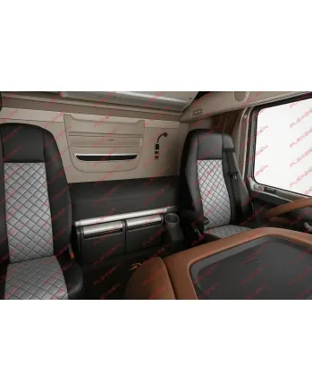 Комплект 1+1 тапицерия от еко кожа за DAF XF 106 2015-2021 - сиво-черно
