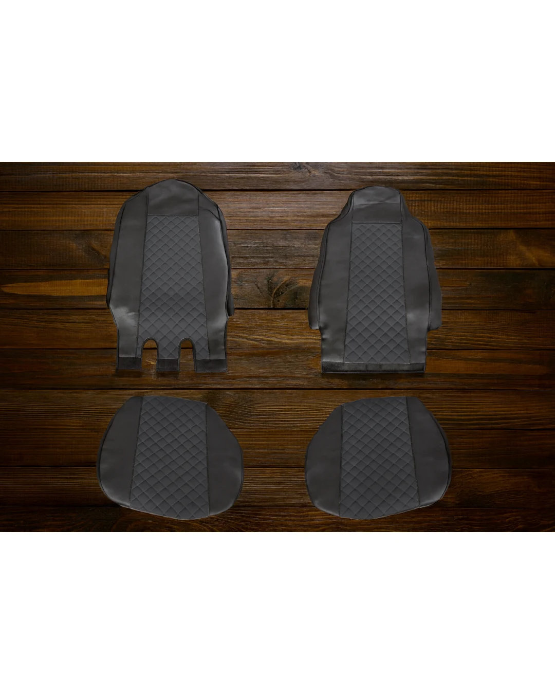 Комплект 1+1 тапицерия от еко кожа за IVECO STRALIS S-WAY 2021 - черно