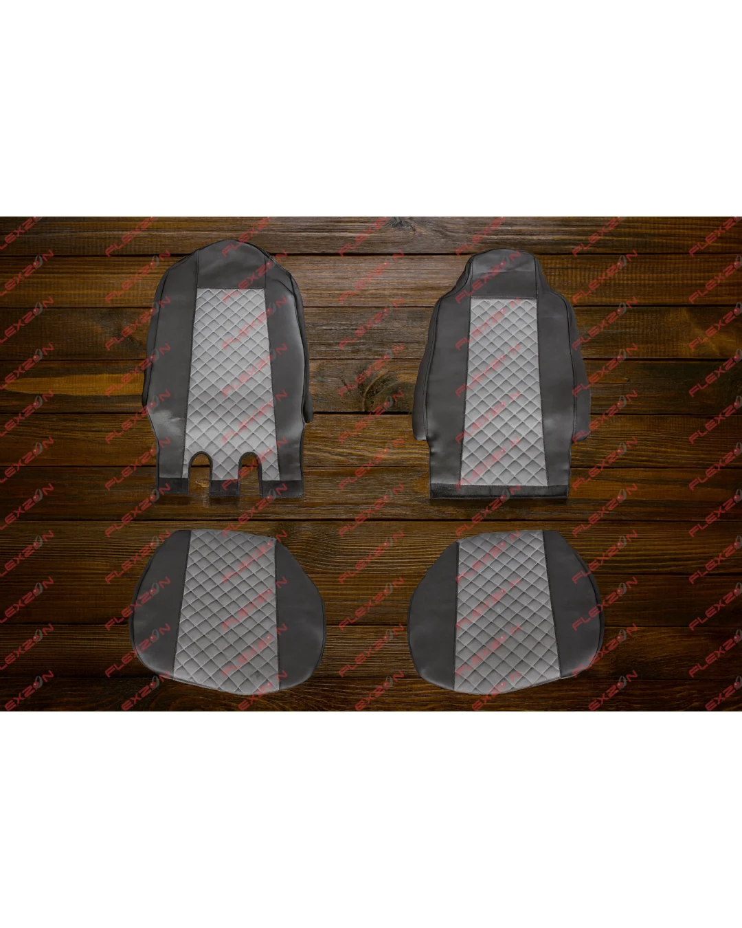 Комплект 1+1 тапицерия от еко кожа за IVECO STRALIS S-WAY 2021 - сиво-черно