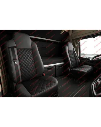 Комплект 1+1 тапицерия от еко кожа за MAN TGX 2015-2020 - черно