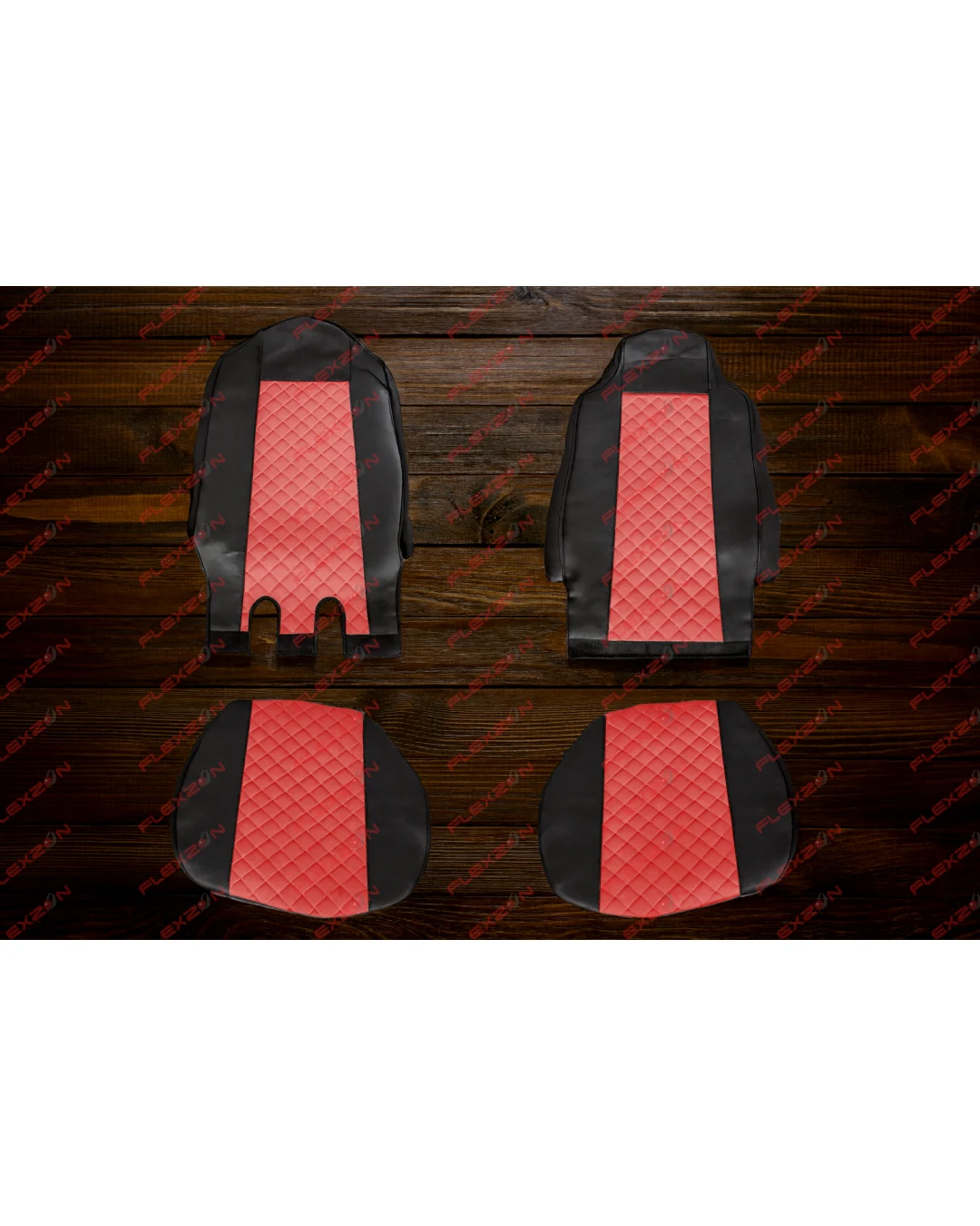 Комплект 1+1 тапицерия от еко кожа за MAN TGX 2015-2020 - червено-черно