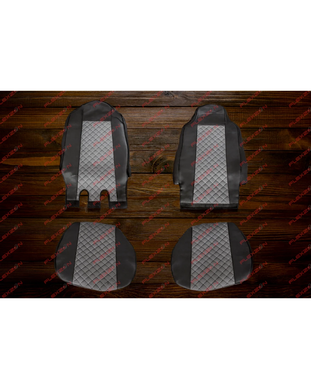 Комплект 1+1 тапицерия от еко кожа за MAN TGX 2015-2020 - сиво-черно