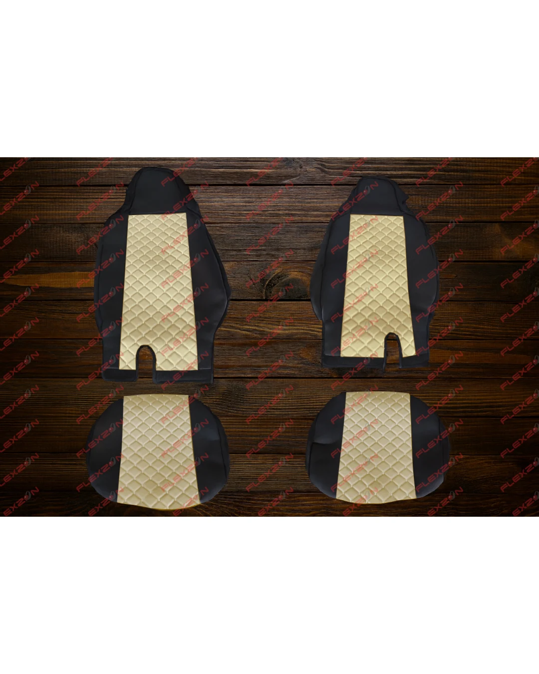 Комплект 1+1 тапицерия от еко кожа за MAN TGX EURO 6 2021+ - бежово-черно