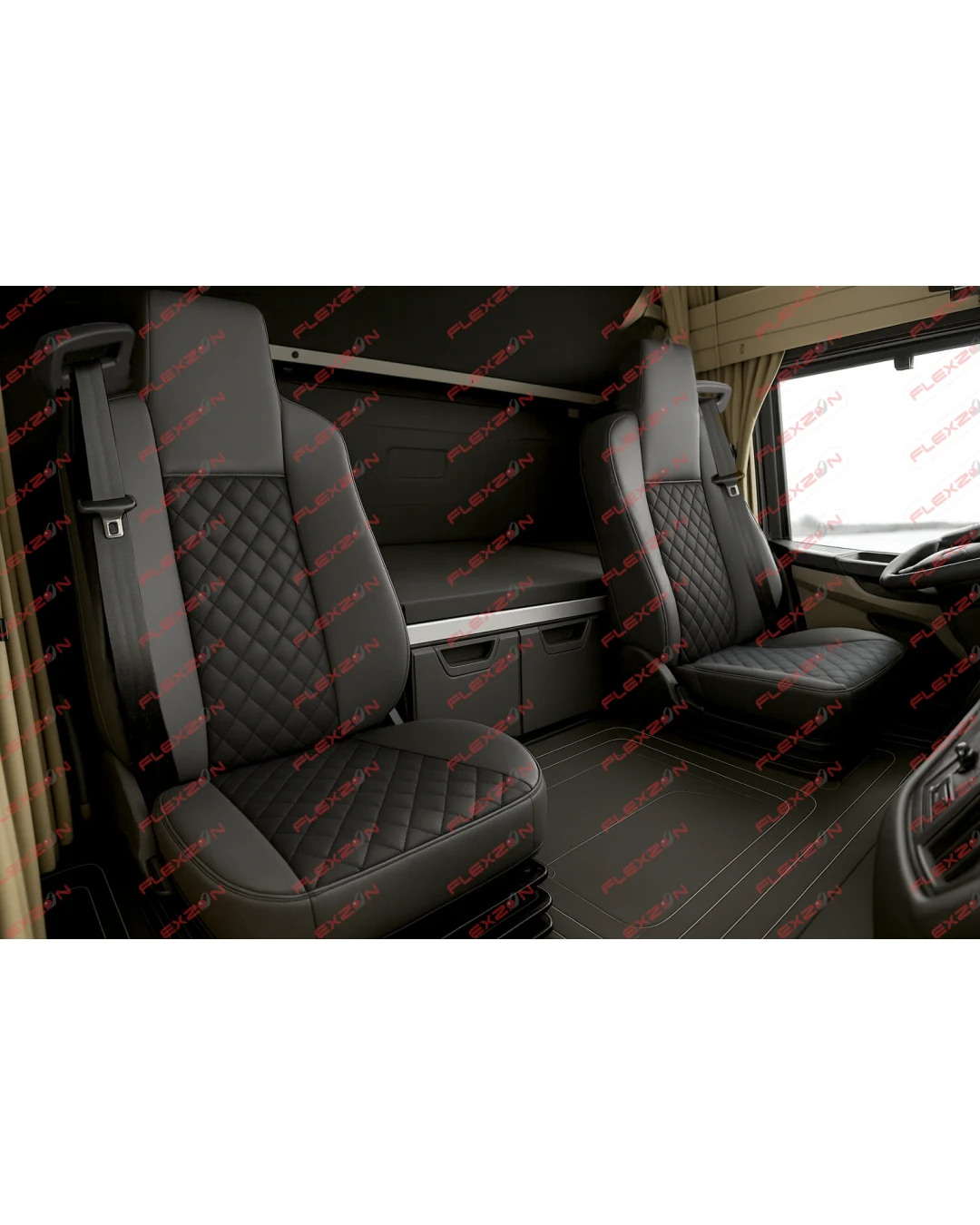 Комплект 1+1 тапицерия от еко кожа за MAN TGX EURO 6 2021+ - черно