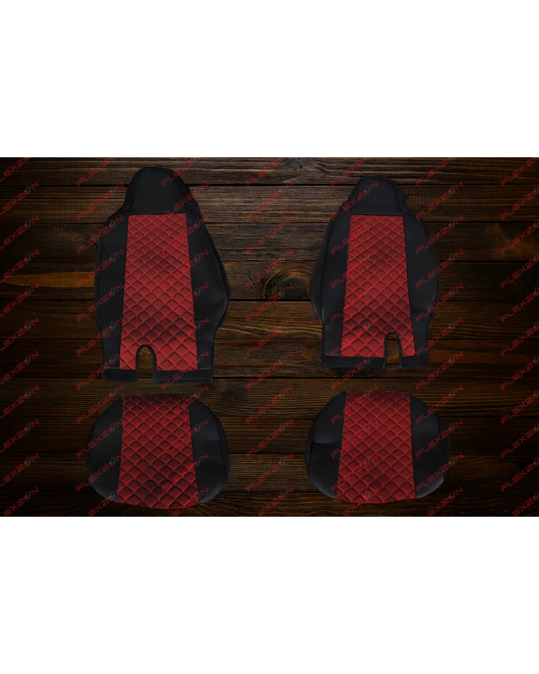 Комплект 1+1 тапицерия от еко кожа за MAN TGX EURO 6 2021+ - червено-черно