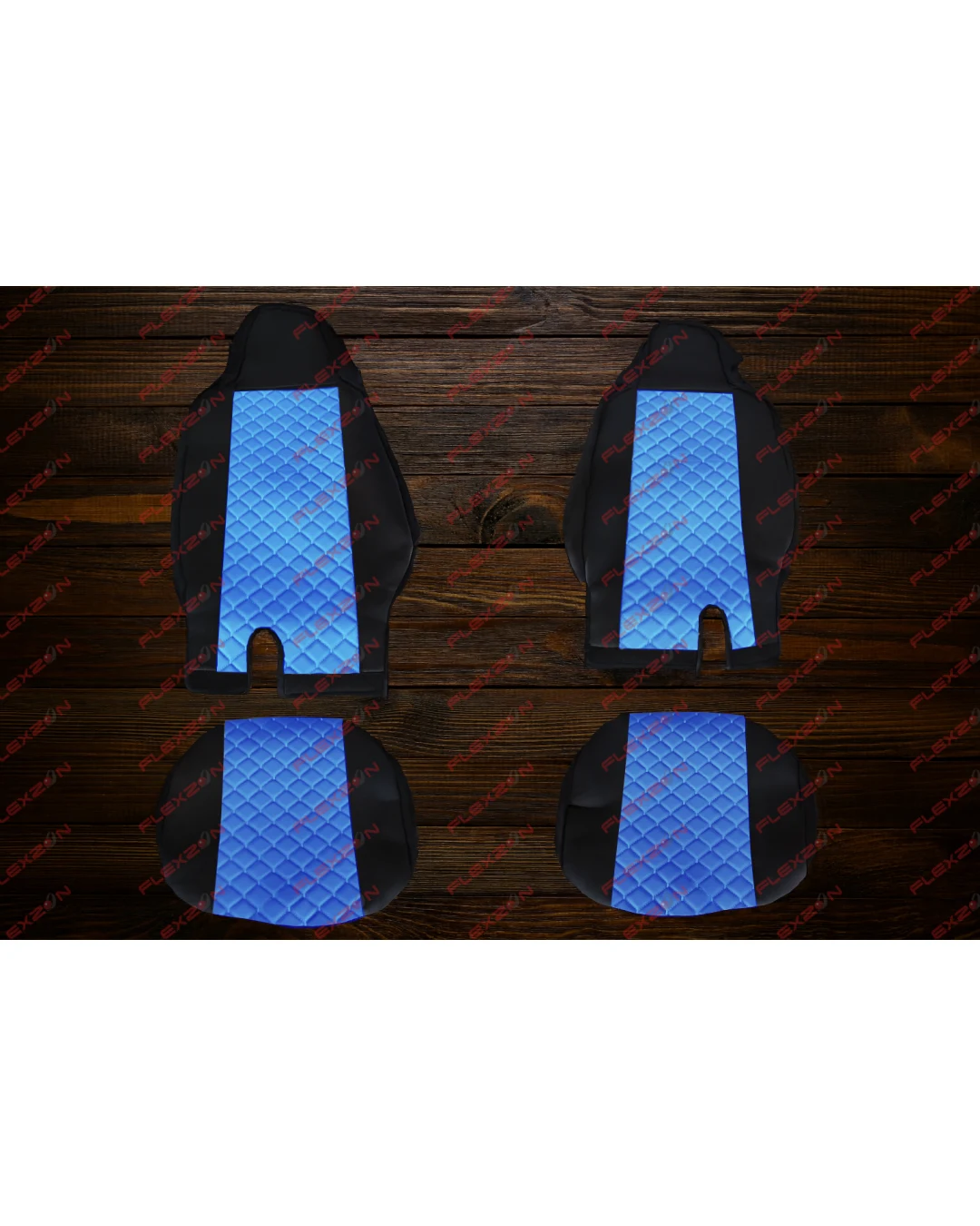 Комплект 1+1 тапицерия от еко кожа за MAN TGX EURO 6 2021+ - синьо-черно