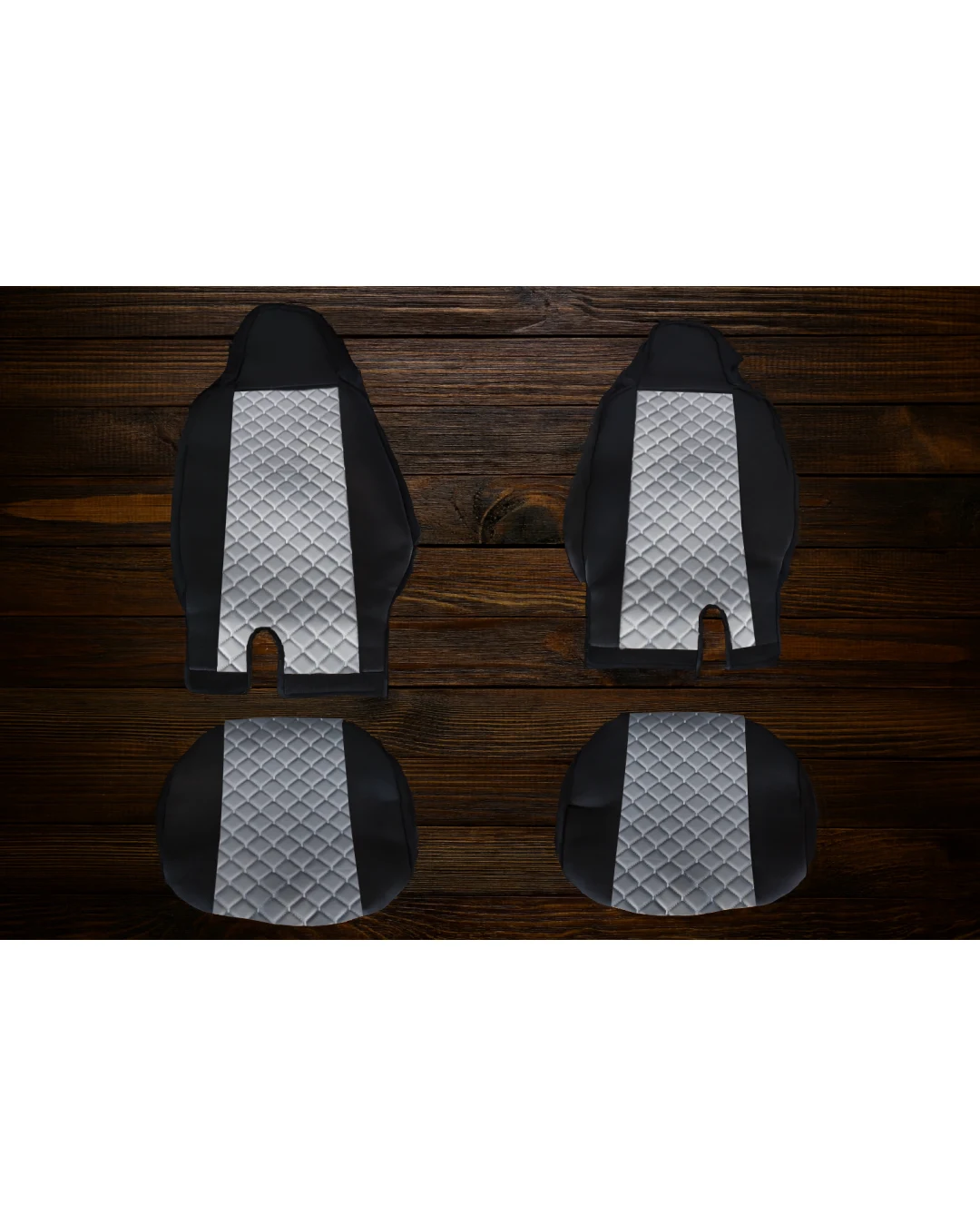 Комплект 1+1 тапицерия от еко кожа за MAN TGX EURO 6 2021+ - сиво-черно