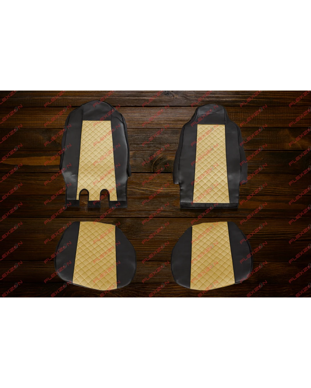 Комплект 1+1 тапицерия от еко кожа за MERCEDES ACTROS MP4 EURO 6 2015-2021 - бежово-черно