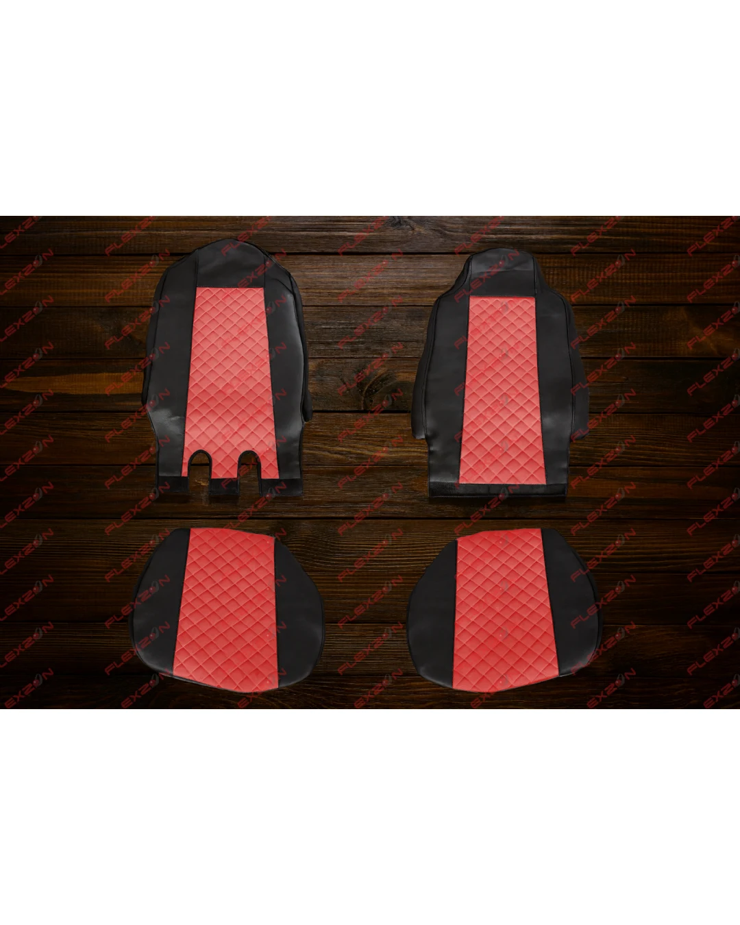 Комплект 1+1 тапицерия от еко кожа за MERCEDES ACTROS MP4 EURO 6 2015-2021 - червено-черно