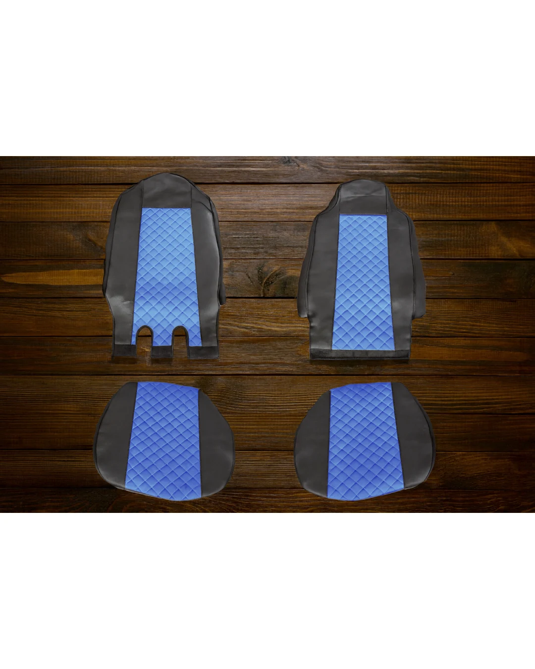 Комплект 1+1 тапицерия от еко кожа за MERCEDES ACTROS MP4 EURO 6 2015-2021 - синьо-черно