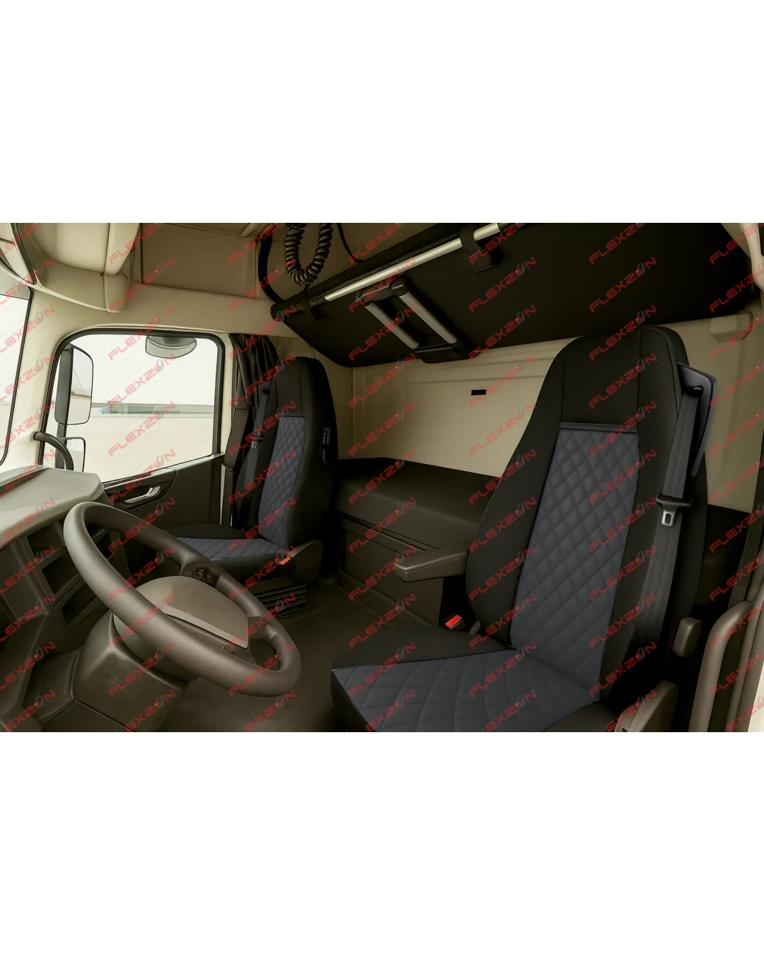 Комплект 1+1 тапицерия от еко кожа за VOLVO FH EURO 6 2016-2020 - черно