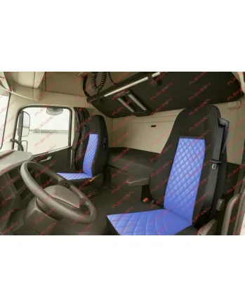 Комплект 1+1 тапицерия от еко кожа за VOLVO FH EURO 6 2016-2020 - синьо-черно