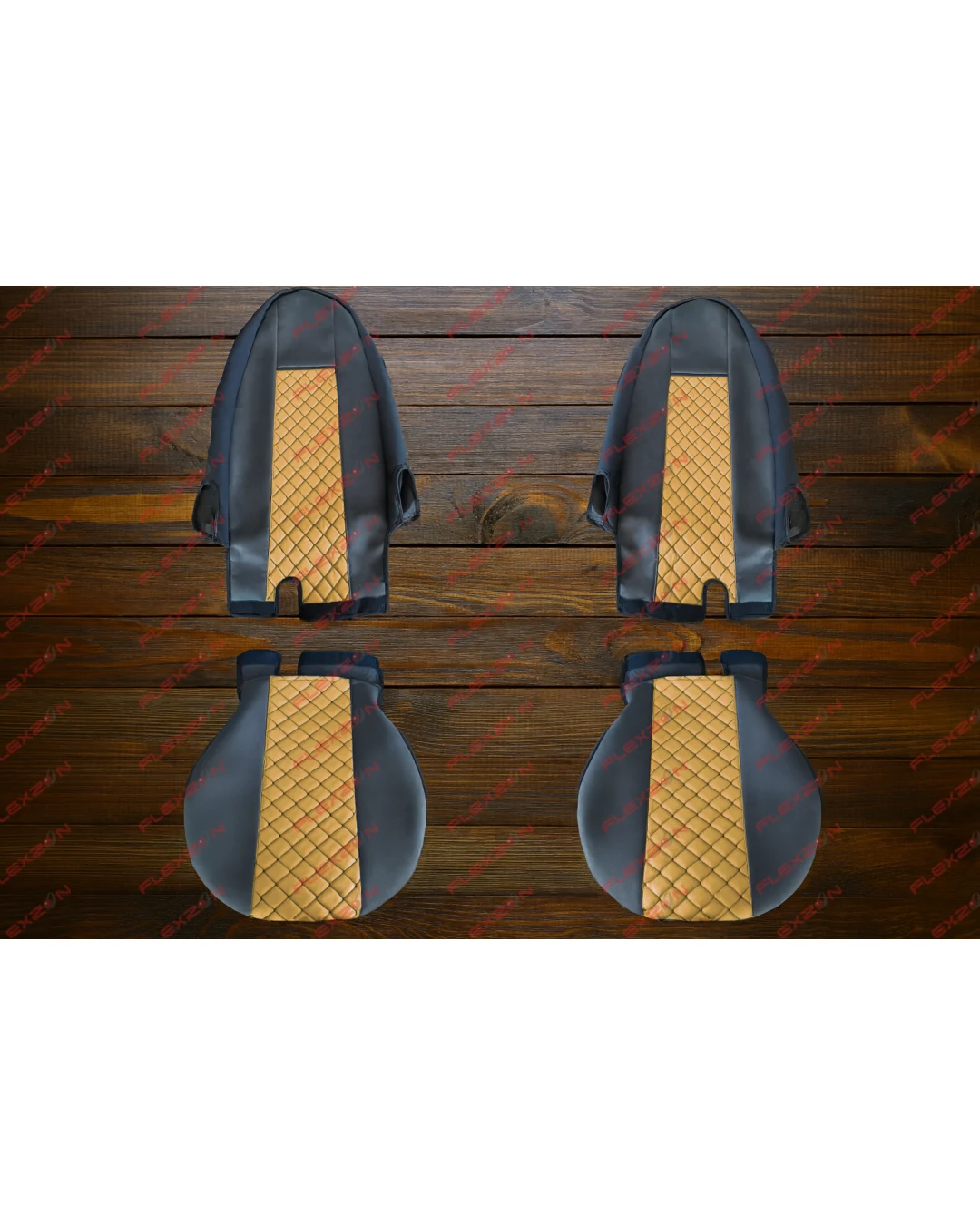 Комплект 1+1 тапицерия от еко кожа за VOLVO FH12 EURO 5 2006- 2015 - бежово-черно