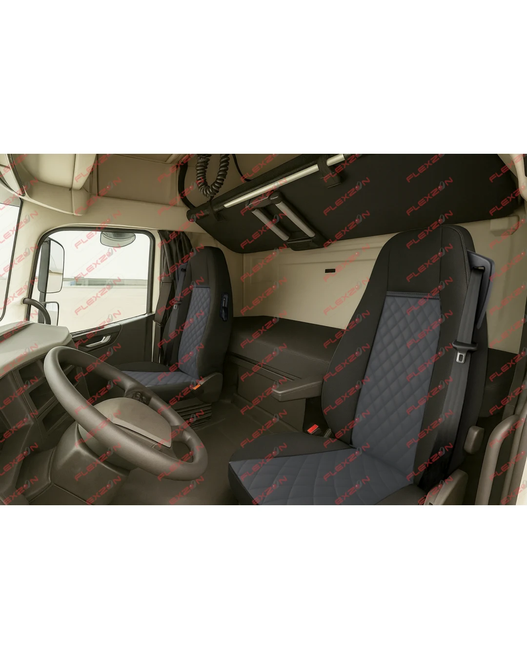 Комплект 1+1 тапицерия от еко кожа за VOLVO FH12 EURO 5 2006- 2015 - черно