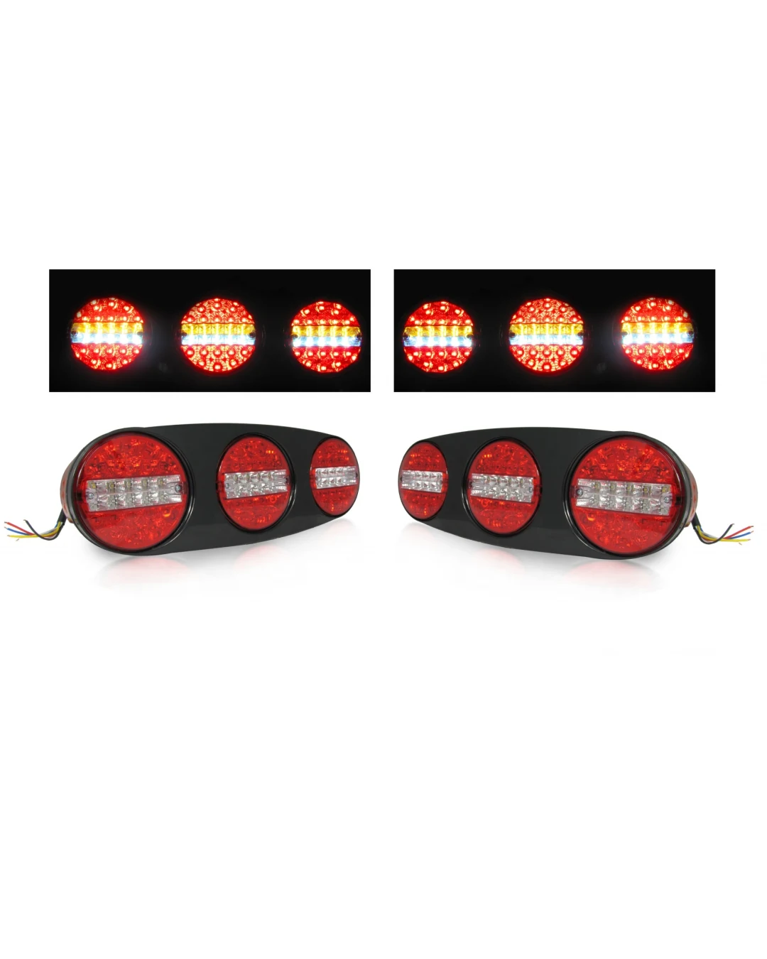 Комплект 12V - 24V Led Лед Тройни Диодни Стопове - Комбинирани Стоп, Габарит, Мигач, Задна Светлина