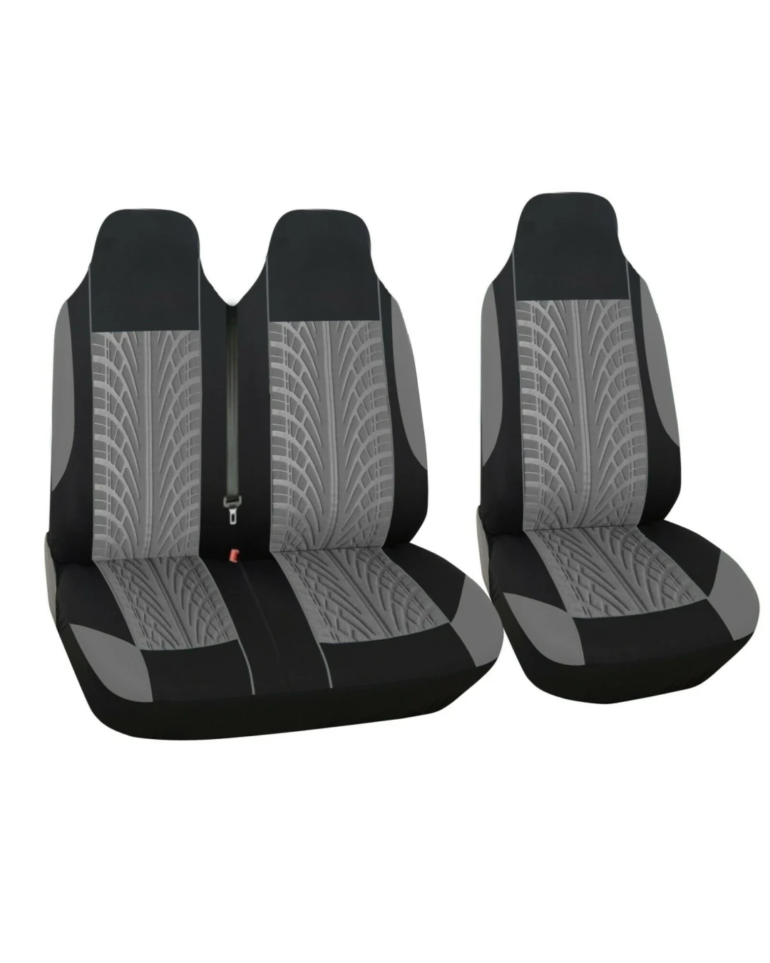 Комплект 2 + 1 тапицария/калъфи за бус/ван с шарка грайфер - текстил - сиво и черно - 5 части