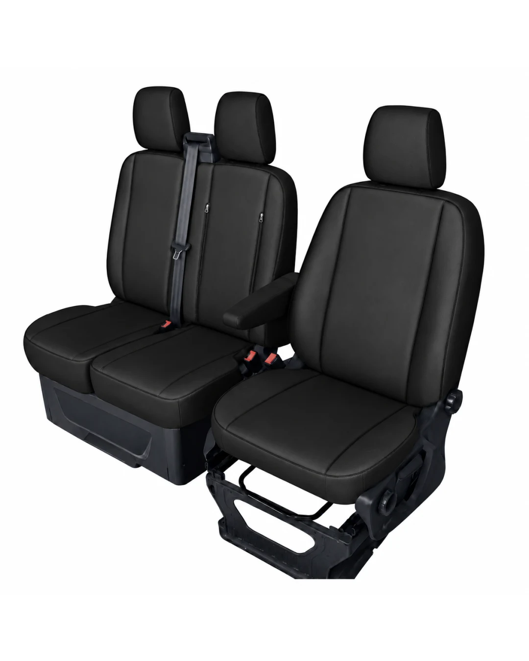 Комплект 2+1 Тапицерия за FORD TRANSIT CUSTOM 2009+ – Еко кожа, Черна, 8 части
