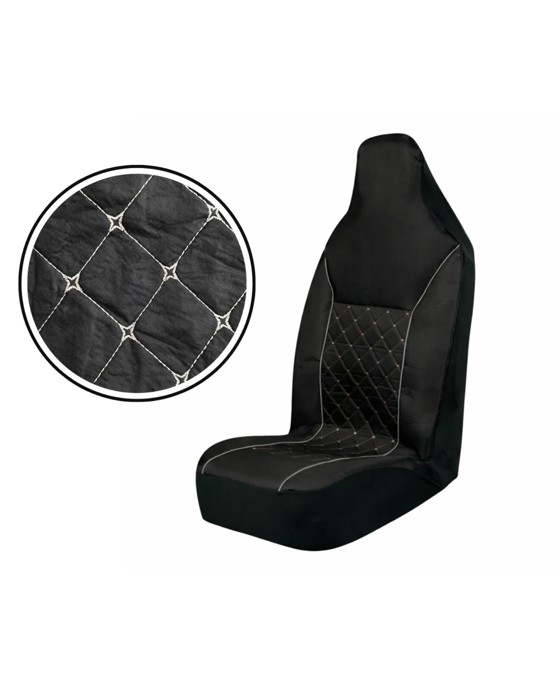 Комплект 2+1 Универсална тапицерия за предни седалки на бус със слят подглавник - черна