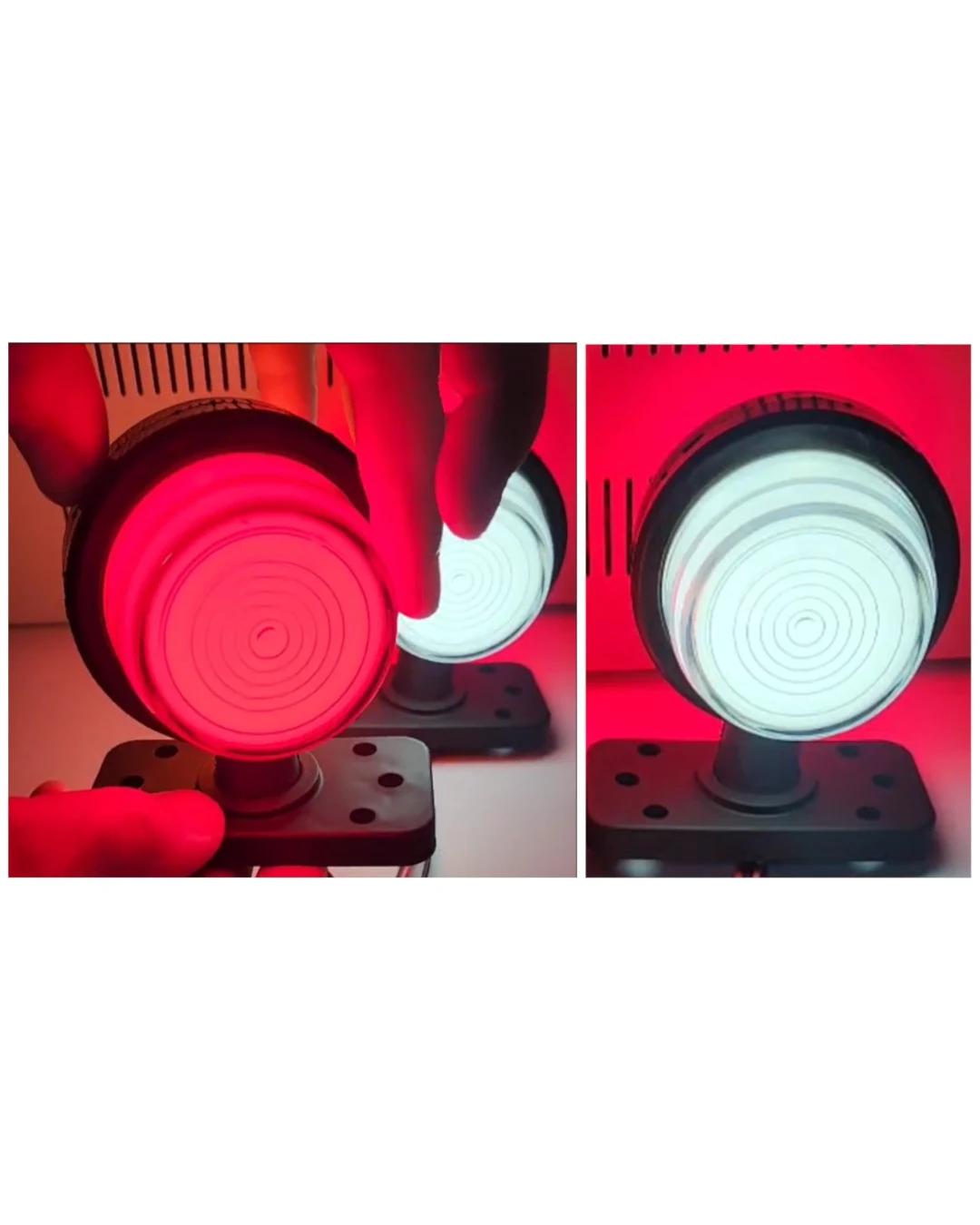 Комплект 2 бр. LED габарити маркери тип рогче 12V-24V, бяло-червено, Неон ефект - за ремаркета, платформи, камиони и др.