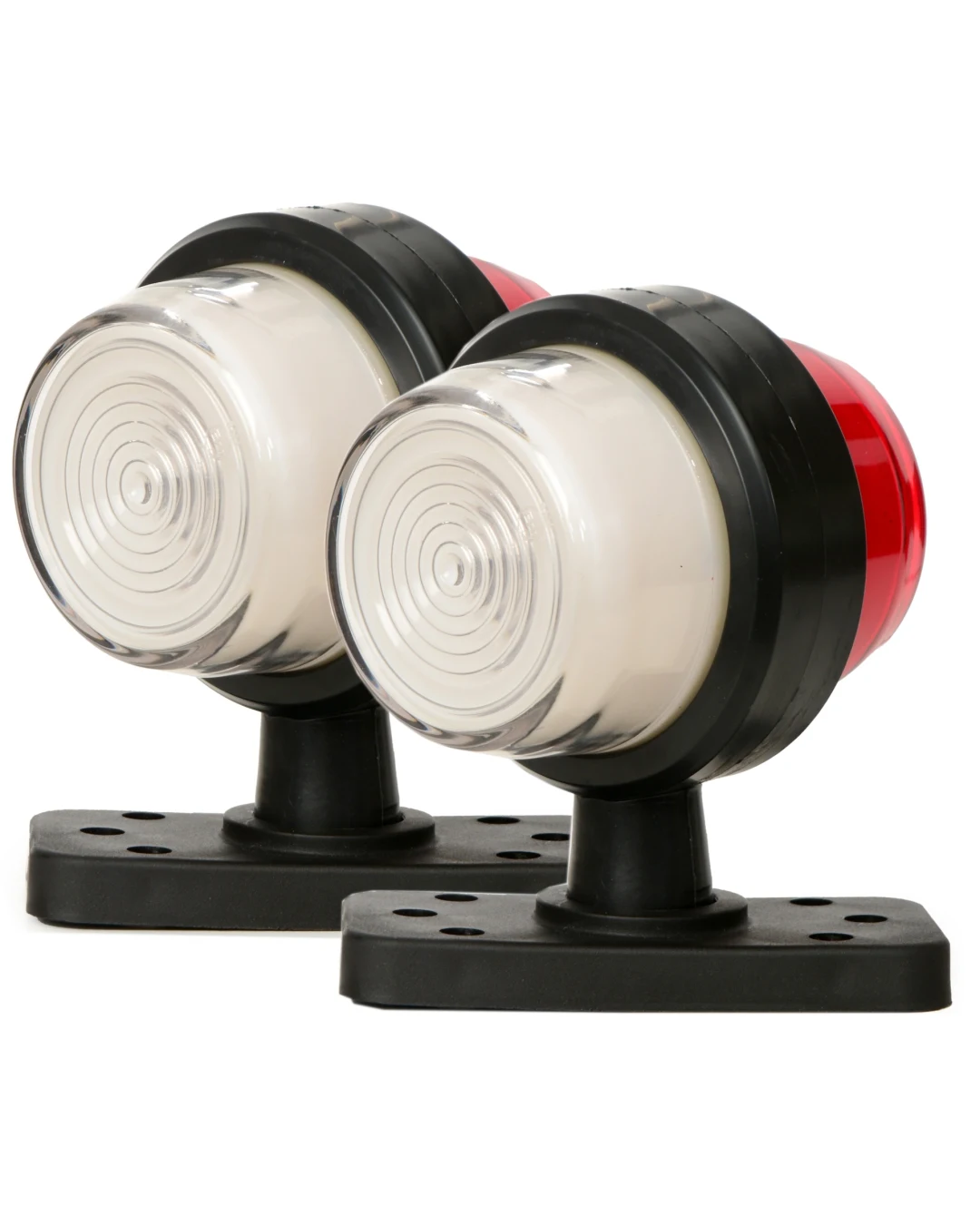 Комплект 2 бр. LED габарити маркери тип рогче 12V-24V, бяло-червено, Неон ефект - за ремаркета, платформи, камиони и др.