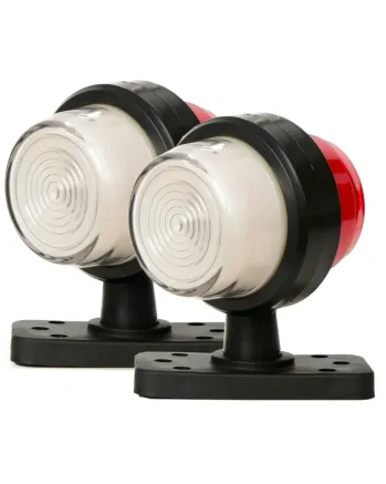 Комплект 2 бр. LED габарити маркери тип рогче 12V-24V, бяло-червено, Неон ефект - за ремаркета, платформи, камиони и др.