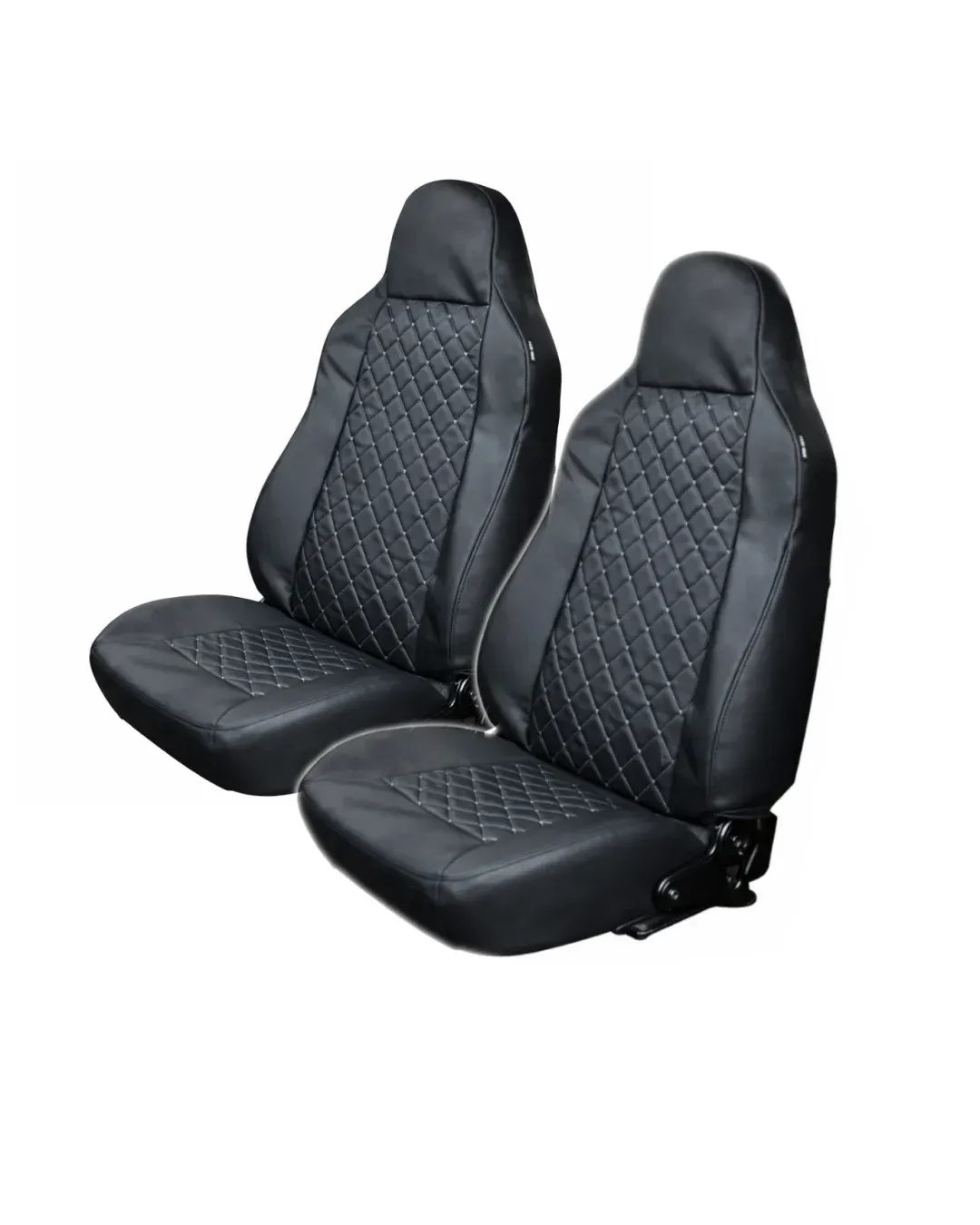 Калъфи за Автомобилни Седалки 2 бр от Еко Кожа със Слят Подглавник (Черни)