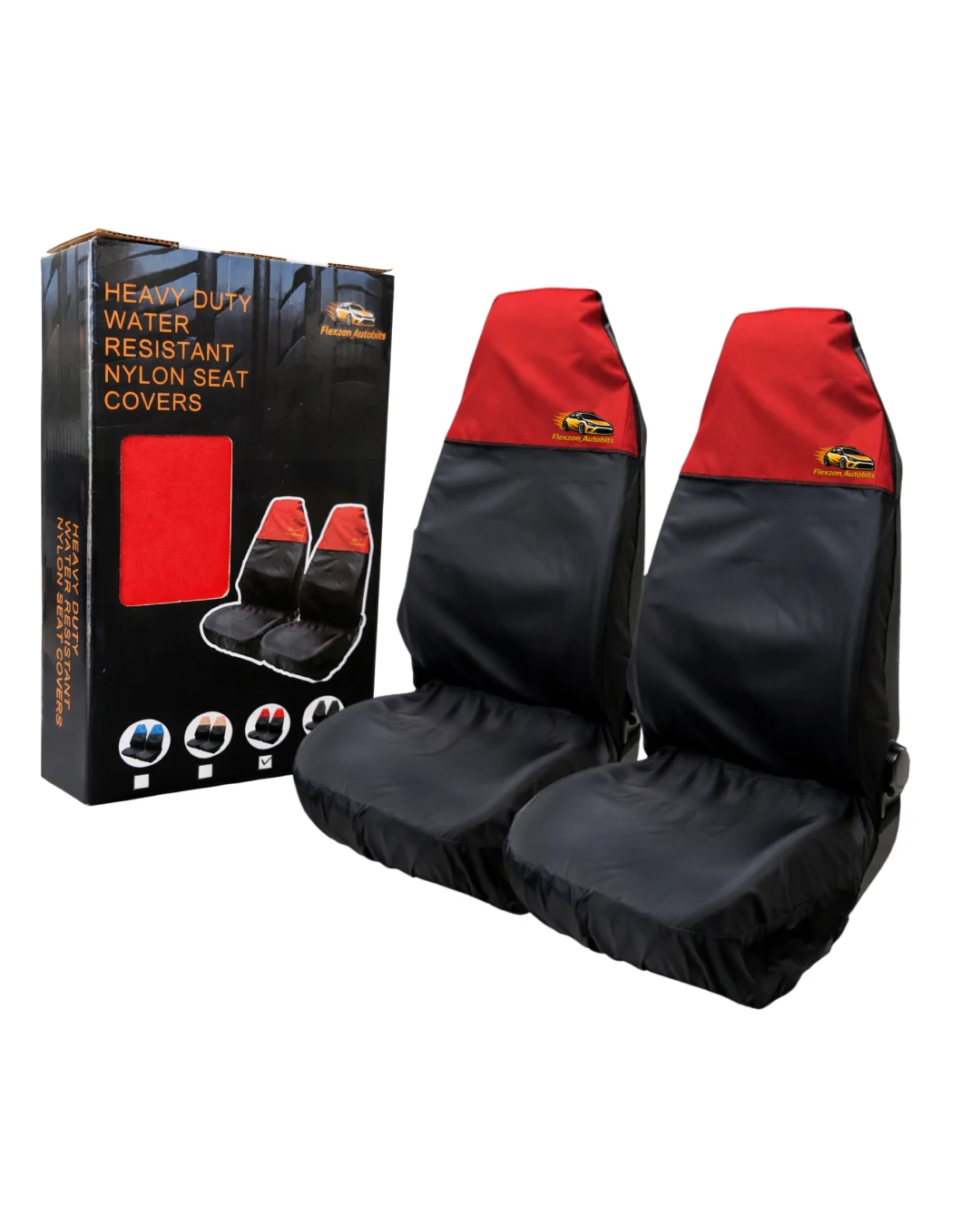 Комплект 2 бр. Универсални водоустойчиви найлонови протектори за автомобилни седалки - черно-червено