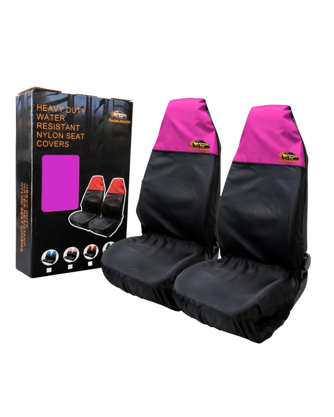 Комплект 2 бр. Универсални водоустойчиви найлонови протектори за автомобилни седалки - черно-розово