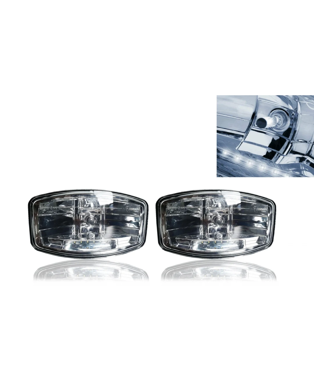 Комплект 2 Броя Халоген, Фар, 265mm X 161mm, 12V 24V, Крушка H7 + 6 LED ЛЕД Диода, За Камион, Трактор, Багер, Земеделски Машини и др.