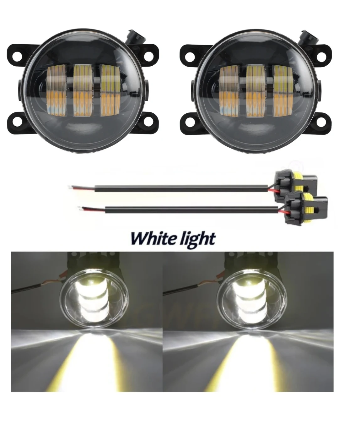 Комплект 2 броя LED фарове за мъгла, халогени за Dacia, Renault, Ford, Citroen, Suzuki, бяла светлина, Ø91 мм, 12V, алуминиев корпус, H8/H11 букса